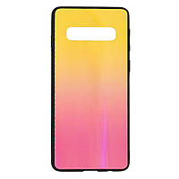 Чехол для Samsung S10 / SM-G973FZKDSEK стеклянный Glass Shine градиент красный закат