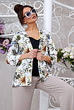 Літній молодіжний кардиган з льону з принтом 42-48 розміри білий, фото 6