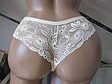Жіночі труси стрінги з мереживом 44-48р бежеві, фото 2