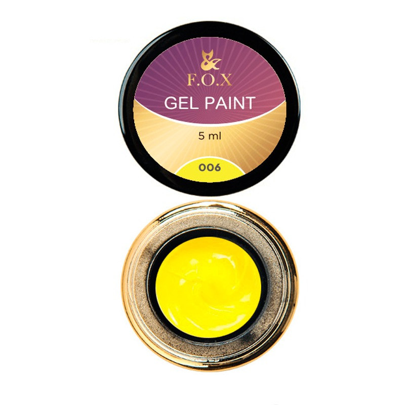 Гель-фарба для дизайну нігтів F. O. X Gel paint №006, жовтий