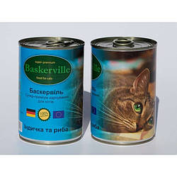 Консервований корм для котів Baskerville (Баскервіль, індичка та риба), 400г.