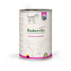 Консервований корм для котів Baskerville Kitten (Баскервіль для кошенят, телятина з чорницею) 400г