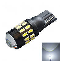 Автомобільна LED лампа T10 W5W 12V 30smd 3014 з лінзою світлодіодна, білий колір світла