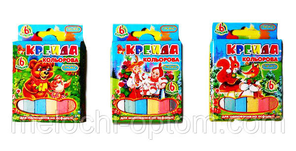 Крейда кольорова ЛЮКС КОЛОР (6 кольорів) квадратна