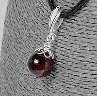 Кулон із гранатом, срібло, Ø12 мм, 1256КЛГ