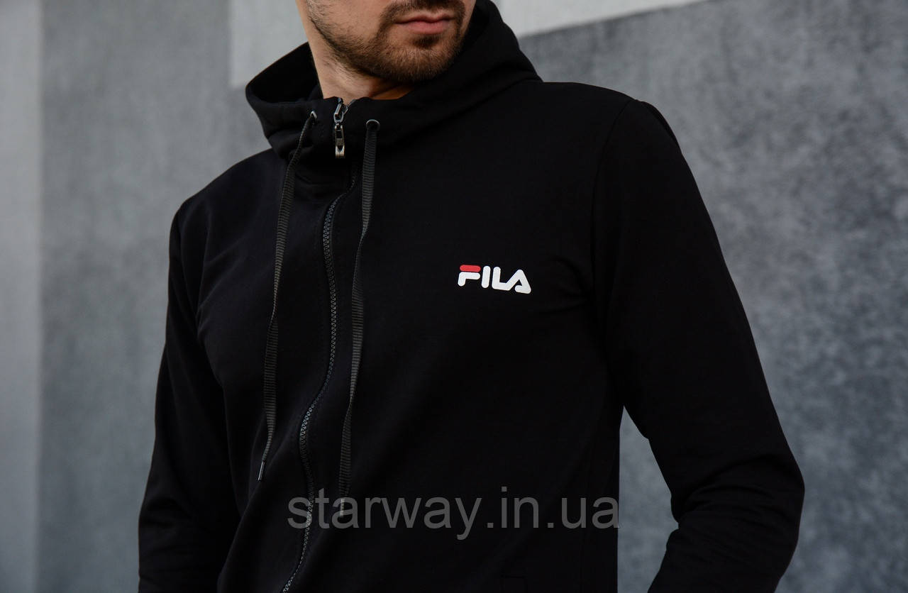 Спортивний костюм на блискавці з капюшоном | fila logo