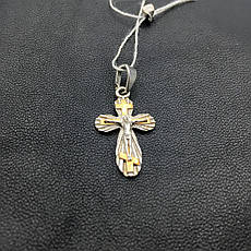 Срібний кулон-підвіс культиво із золотими пластинками. Хрест