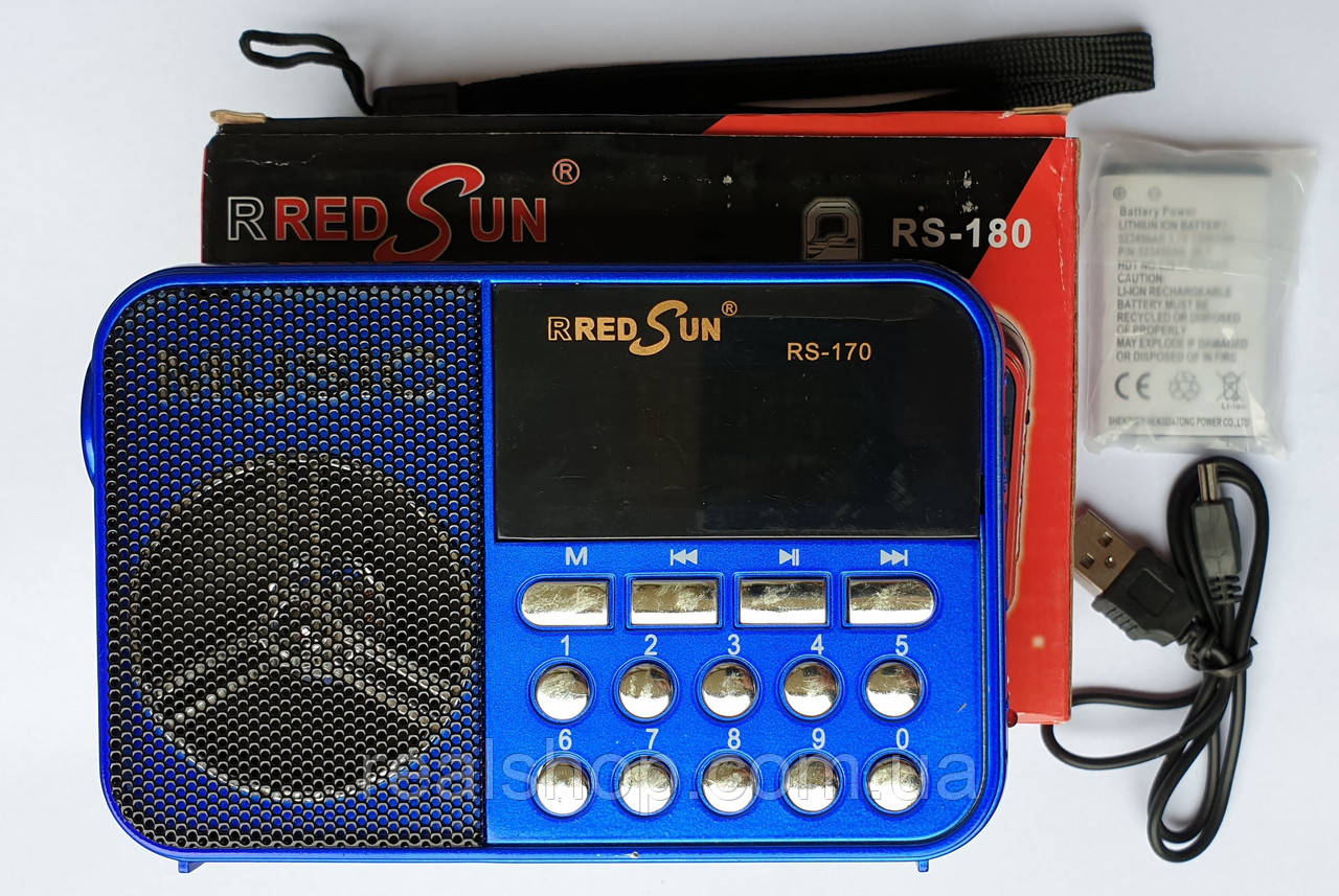 Радіоприймач RedSun RS-170 FM/AM/SW/USB/microSD(TF) LED ліхтарик, синій колір
