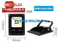 Светодиодный LED-прожектор Neomax (Ecolux) 10W, 220V, 6000K, 800Lm, IP65