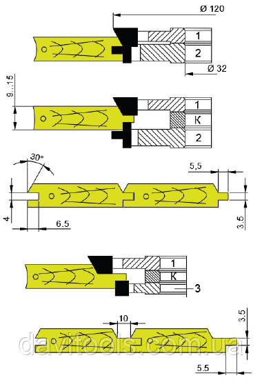 Комплект фрез для вагонки 120x30...50x15 (ВК8) Інструмент Комплект фрез для вагонки 120x30...50x15 (ВК8) Інструмент