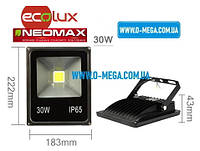 Світлодіодний LED-прожектор Neomax (Ecolux) 30 W, 220 V, 6000 K, 2400 Lm, IP65