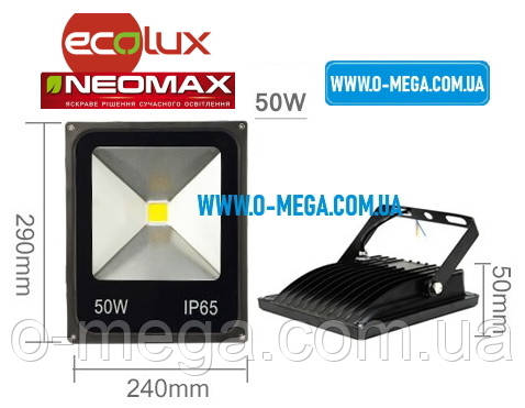 Світлодіодний LED-прожектор Neomax (Ecolux) 50 W, 220 V, 6000 K, 4000 Lm, IP65