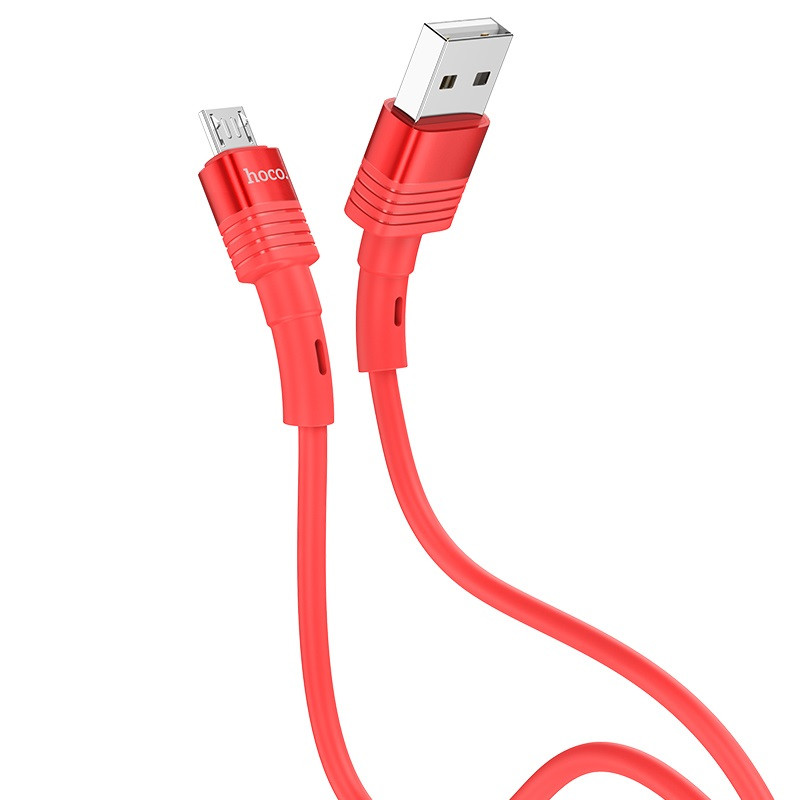 Кабель MicroUSB Hoco Cool grace silicone LED U82 |2.4 A, 120см| Червоний