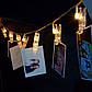 Світлодіодна гірлянда з прищіпками для фото 20 led, 3 метри на батарейках гірлянда оптом, фото 5