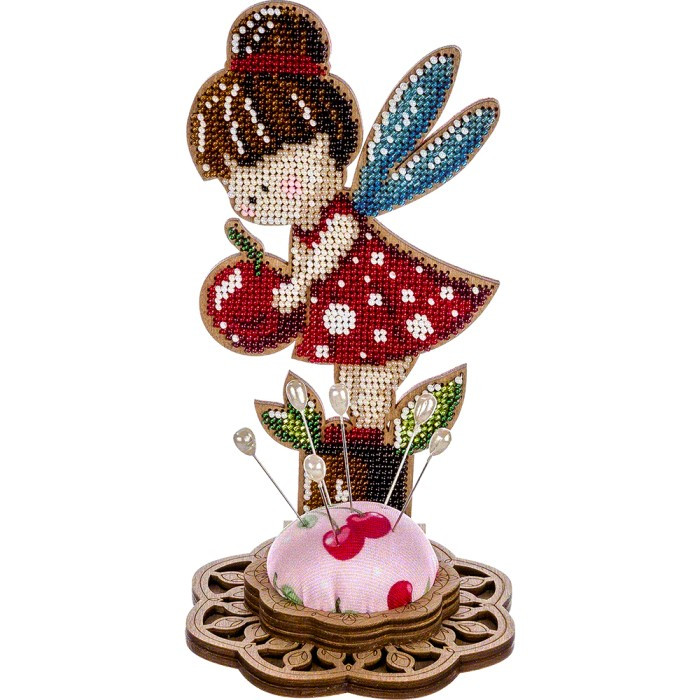 Голка набір для вишивання бісером Ангел-дівчинка червона FLK-283