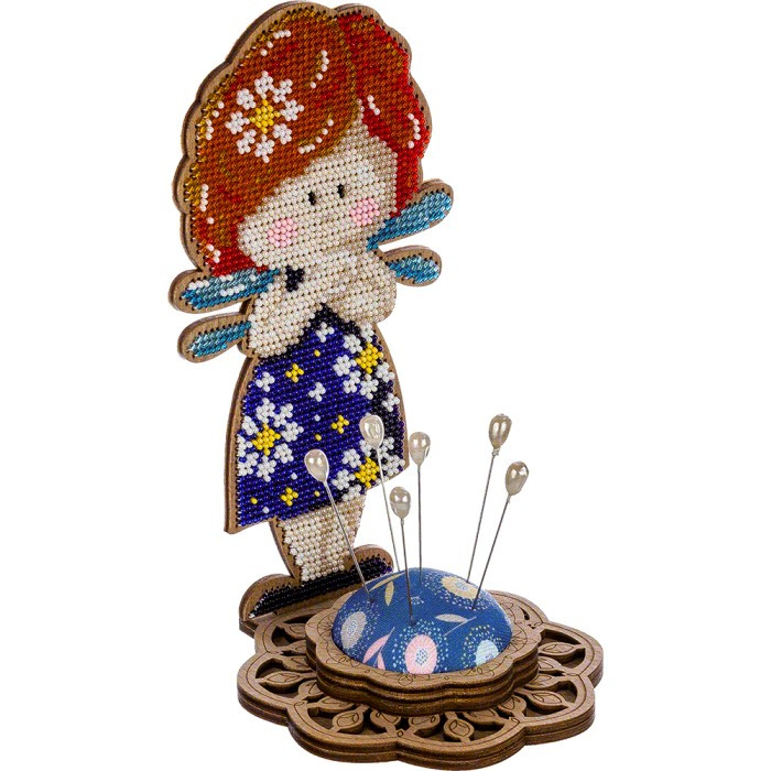Голниця набір для вишивання бісером Ангел-дівчинка синя  FLK-282