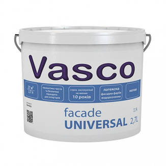 Vasco Facade Універсальна фасадна та інтер'єрна латексна фарба 0,9 л, 2,7 л, 9л, фото 2