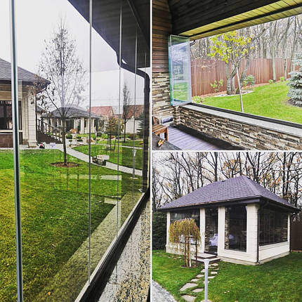 Розсувна система "Книжка" безрамного скління терас, веранд, альтанок, фото 4