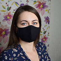Черная маска защитная трехслойная с мягкими резинкам, многоразовая, женская. Отправка в день заказа