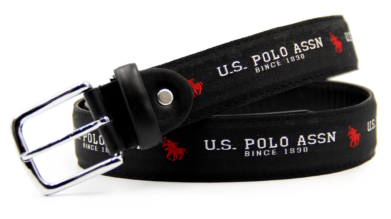 Ремінь POLO тканинний шкіряний брендовий, фото 1