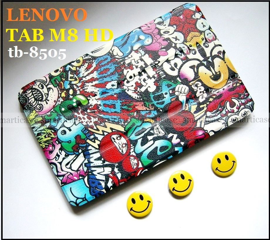 Современный разноцветный чехол книжка Lenovo Tab M8 (tb-8505X tb8505F) с рисунком Граффити - фото 1 - id-p1172590276