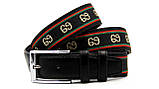 Текстильний пояс GUCCI шкіра брендовий, фото 3