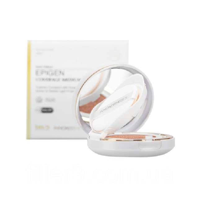 Innoaesthetics Epigen Coverage UVP 50+ (Medium) (Епіжен Коверейдж ЮВП 50+ Медіум) Компактна тональна основа з SPF 50+ у формі кухона, 14 г