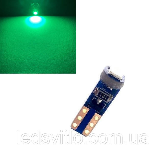 Світлодіодна LED Автолампа T5 1smd 3030 12V Зелена в панель приладів