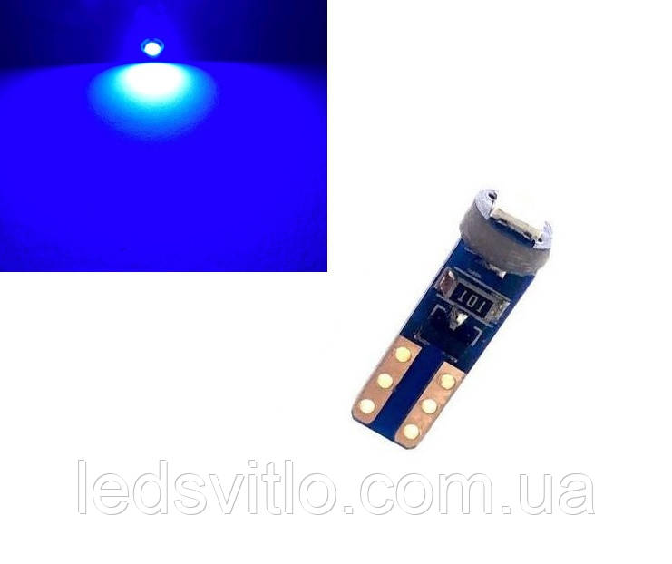 Світлодіодна LED Автолампа T5 1smd 3030 12V Синя в панель приладів