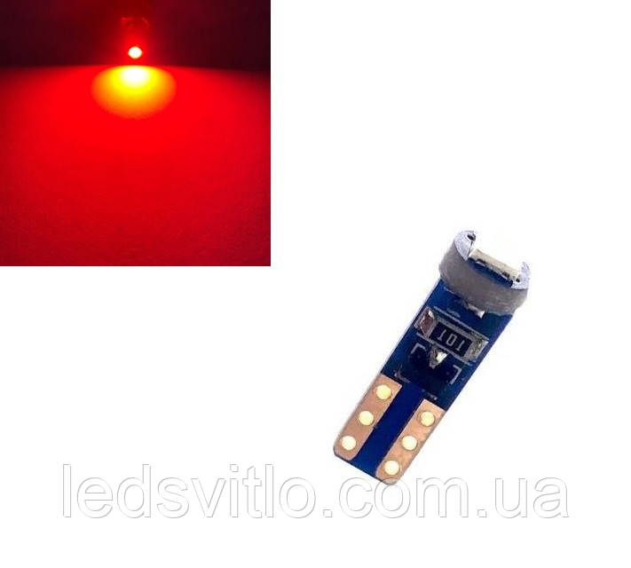 Світлодіодна LED Автолампа T5 1smd 3030 12V Червона в панель приладів