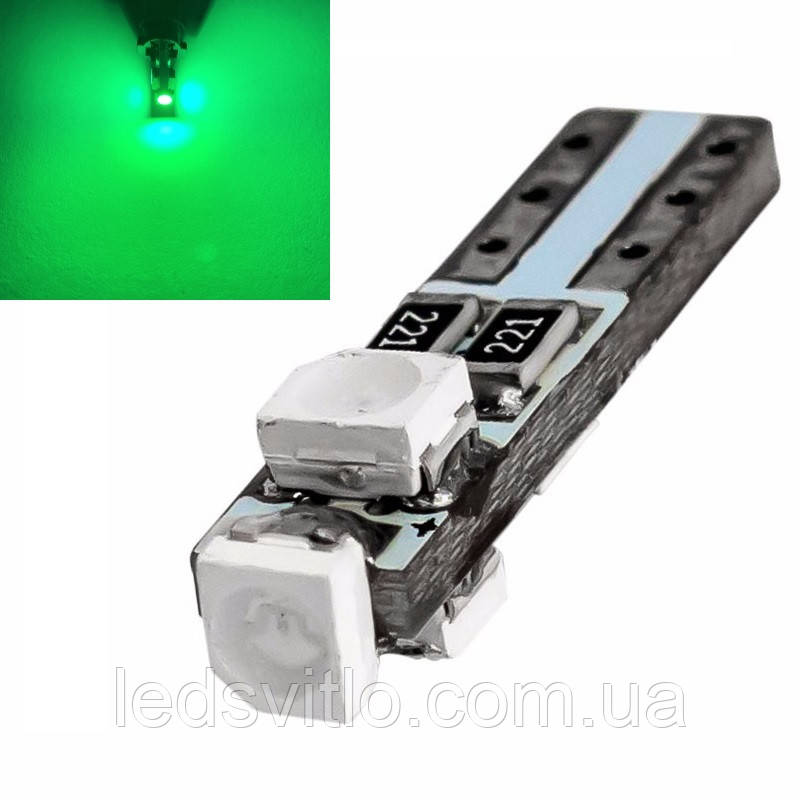 Світлодіодна LED Автолампа T5 3smd 3528 12V Зелена в панель приладів