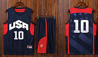 Синя баскетбольна форма USA (майка + шорти) команда США