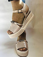 Evromoda Туреччина Жіночі босоніжки на платформі. Пудра. Натуральна шкіра. Розмір 38, фото 4