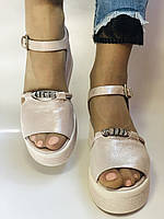 Evromoda Туреччина Жіночі босоніжки на платформі. Пудра. Натуральна шкіра. Розмір 38, фото 3