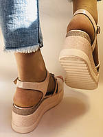 Evromoda Туреччина Жіночі босоніжки на платформі. Пудра. Натуральна шкіра. Розмір 38, фото 8
