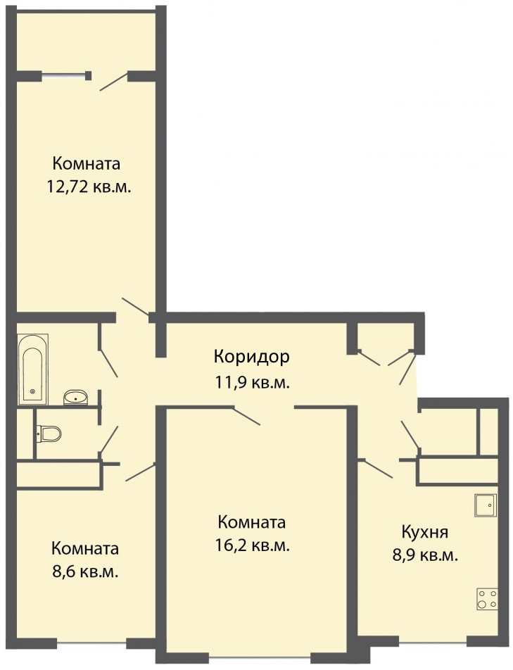 опалення трикімнатної квартири 72 м2, фото 1