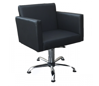 Перукарське крісло Квадро на пневматиці хрестовина хром екошкіра чорна (FrizelTM)