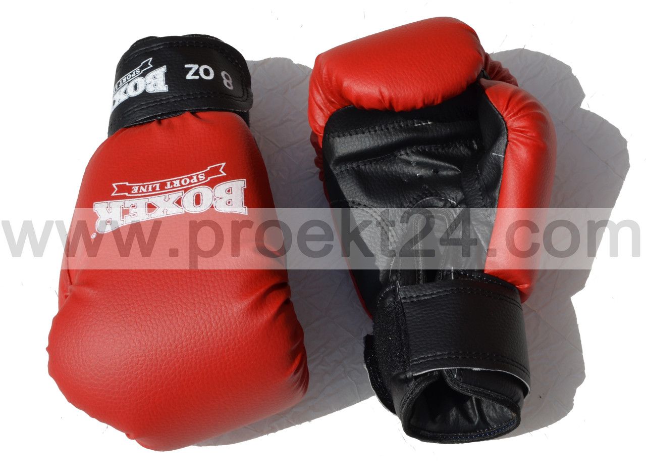 Боксерские перчатки BOXER 10 оz кожвинил красные - фото 6 - id-p4263199