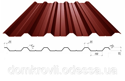 Профнастил кровельный ПК-35 Словакия 0.45 полиестер 140 г/цинка гпрантия 10 лет - фото 3 - id-p1172621884