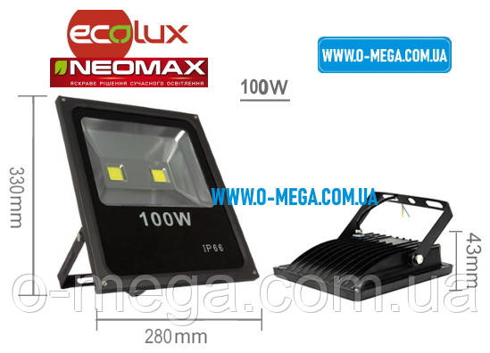 Світлодіодний LED-прожектор Neomax (Ecolux) 100 W, 220 V, 6000 K, 8000 Lm, IP65