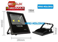 Світлодіодний LED-прожектор Neomax (Ecolux) 100 W, 220 V, 6000 K, 8000 Lm, IP65