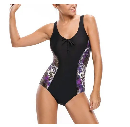 Стильний монокіні купальник із зміїними вставками XXXL