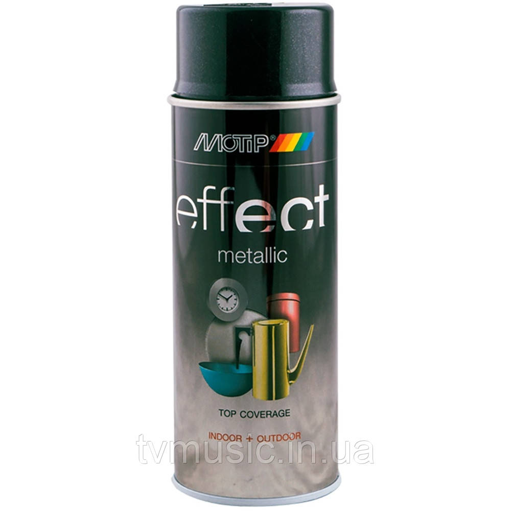Аерозольна фарба з ефектом металік Motip Deco Effect Metallic Чорний 302510 400 мл, фото 1