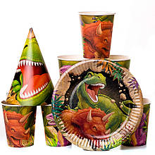 Набір дитячої одноразової святкової посуду динозаври