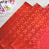 Екошкіра голограма червоного кольору, 21 на 30 см. - 20 грн