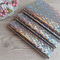 Екошкіра голограма срібного кольору, 21 на 30 см. - 20 грн