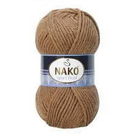 Турецкая пряжа для вязания Nako sport wool (спорт вул) толстая пряжа 10126 коричневый