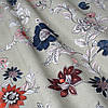 Декоративна тканина квіти бордові на льоні 280 см Італія 400411v4, фото 3