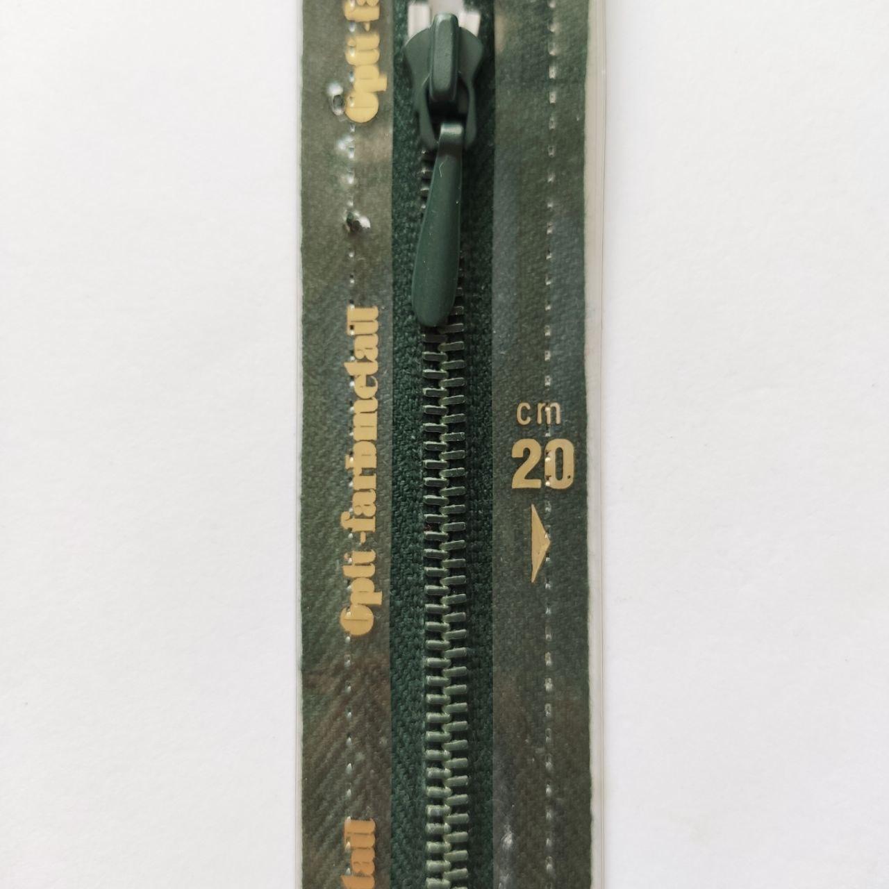 Блискавка фарбований метал нерознімна 4 мм OPTI Німеччина 20 см колір Холодний зелений