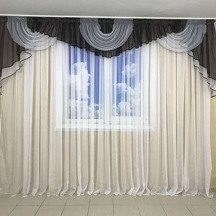 Ламбрекен шифоновий 3-3,5 м №101 шоколад, фото 1